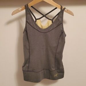 Arc'teryx tank top. Heathered grey (inside yellow. Crossed in back. Women S.